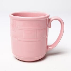 Longaberger Pottery Basket Themed Novelty Vitrified Ceramic Coffee Mug Pink